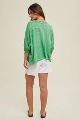 Washed Boxy 3/4 Sleeve Knit Top
