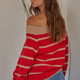Striped Off Shoulder Sweater