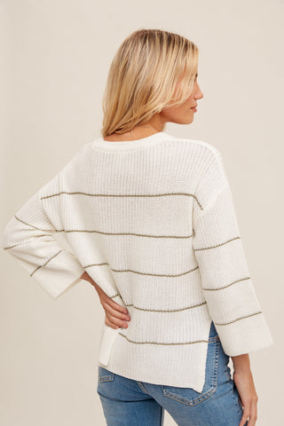 Round Neck 3/4 Sleeve Sweater