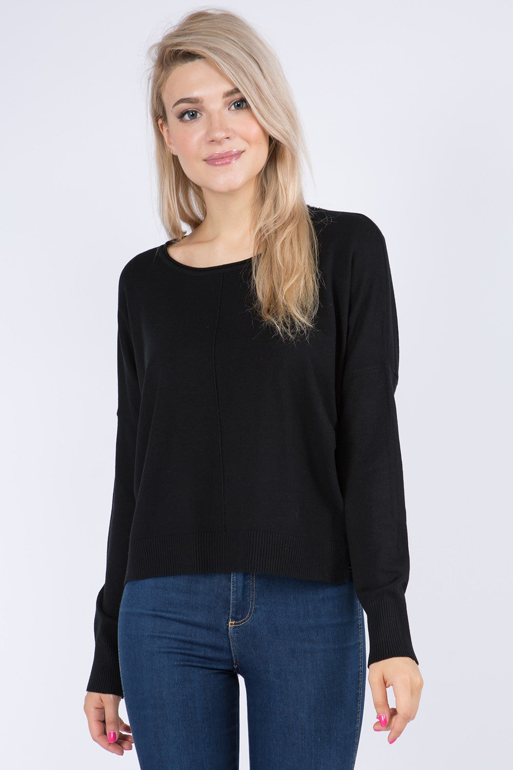 Center Seam Boat Neck Sweater
