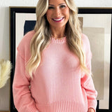 Round Neck Sweater Top with Pleated Sleeves
