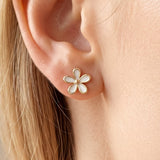 Stainless Steel Flower Stone Earring