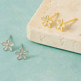 Stainless Steel Flower Stone Earring