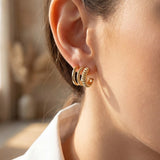 Triple-Row Hoop Earring