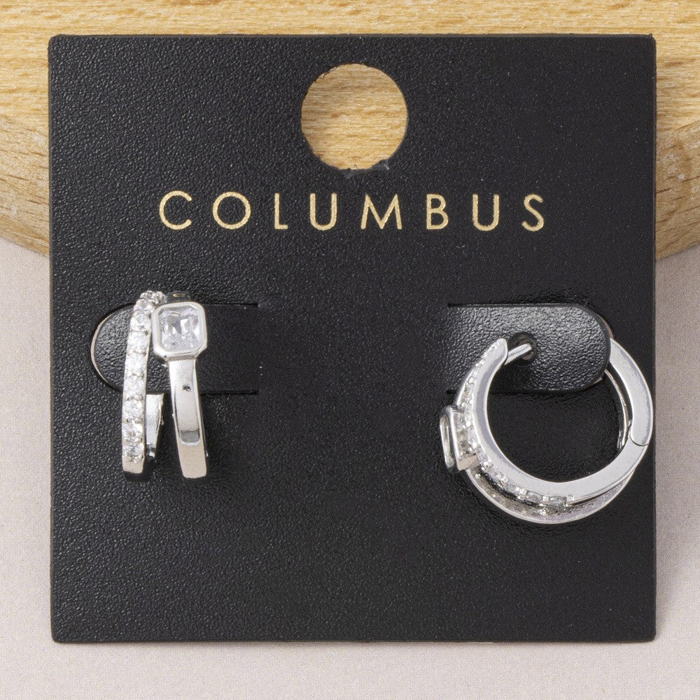 Earring with Clear CZ Accent