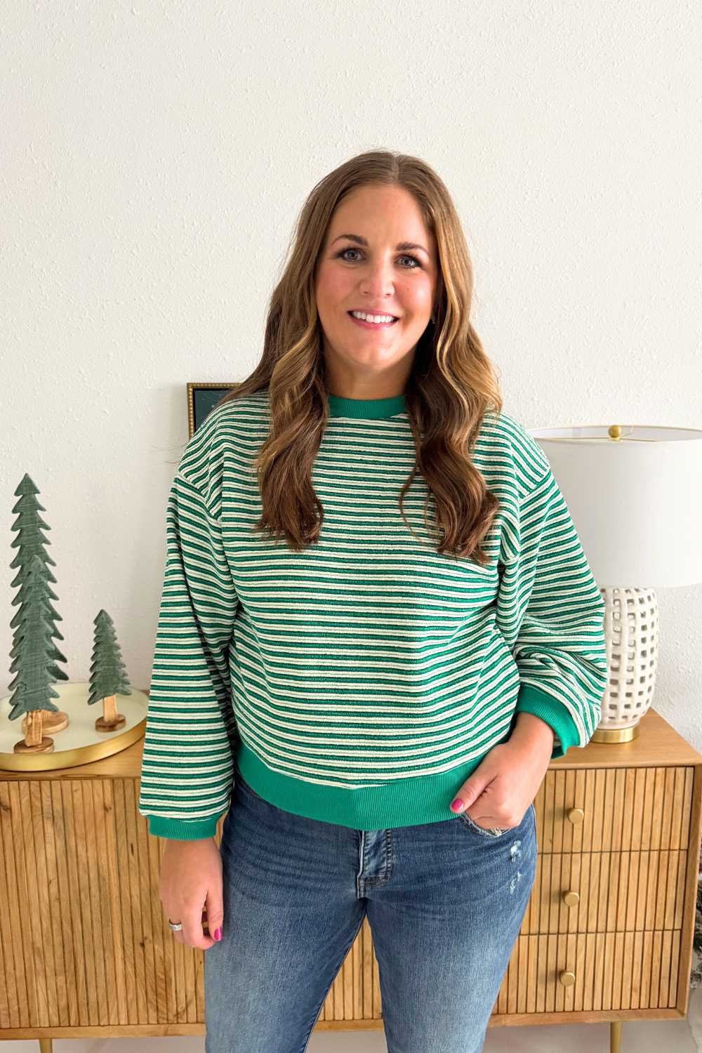 Striped Contrast Trim Sweatshirt