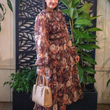 Mockneck Smock Waist Midi Dress