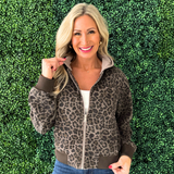 Animal Print Full Zip Hooded Jacket