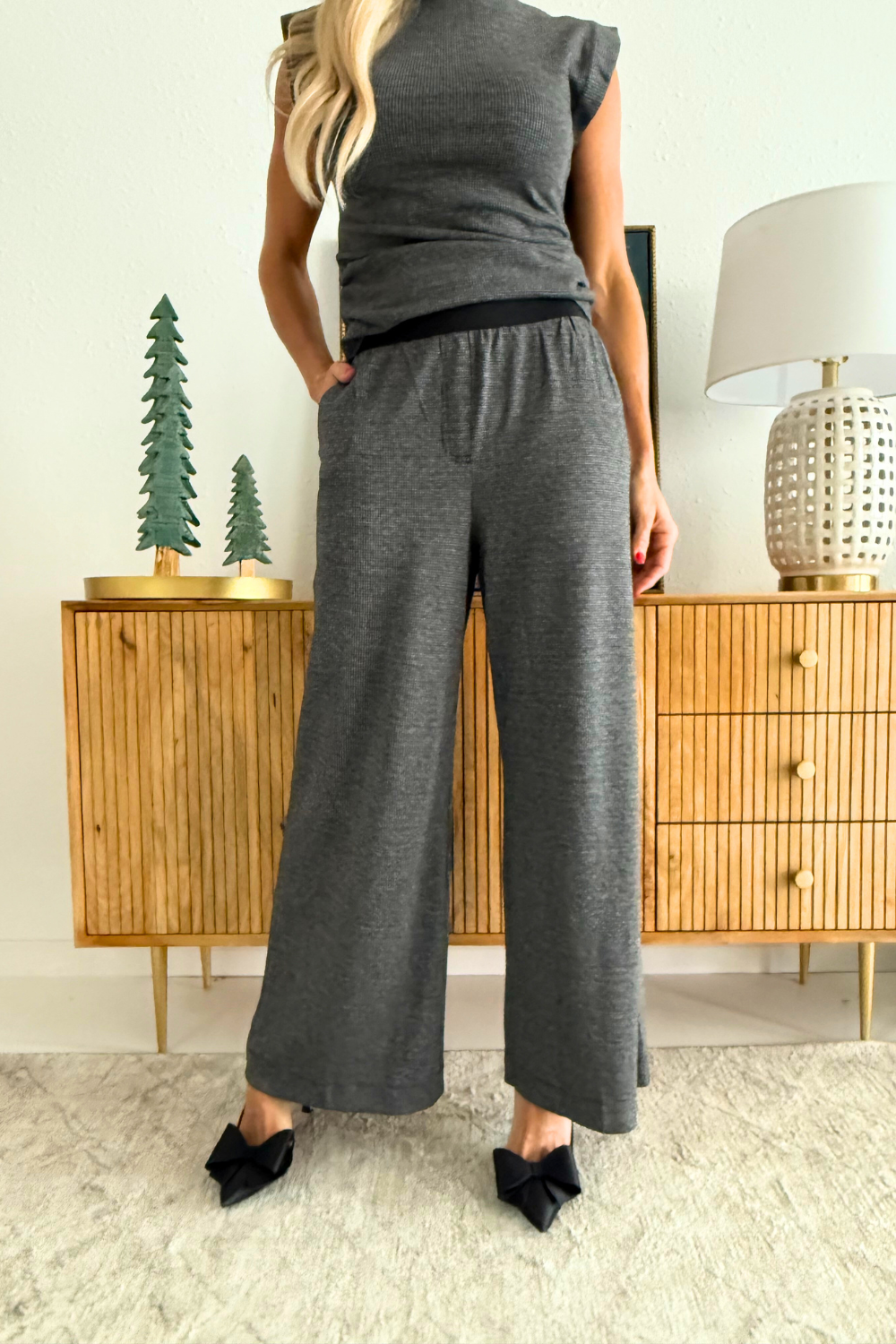 Mini Dogtooth Elastic Waist Trousers