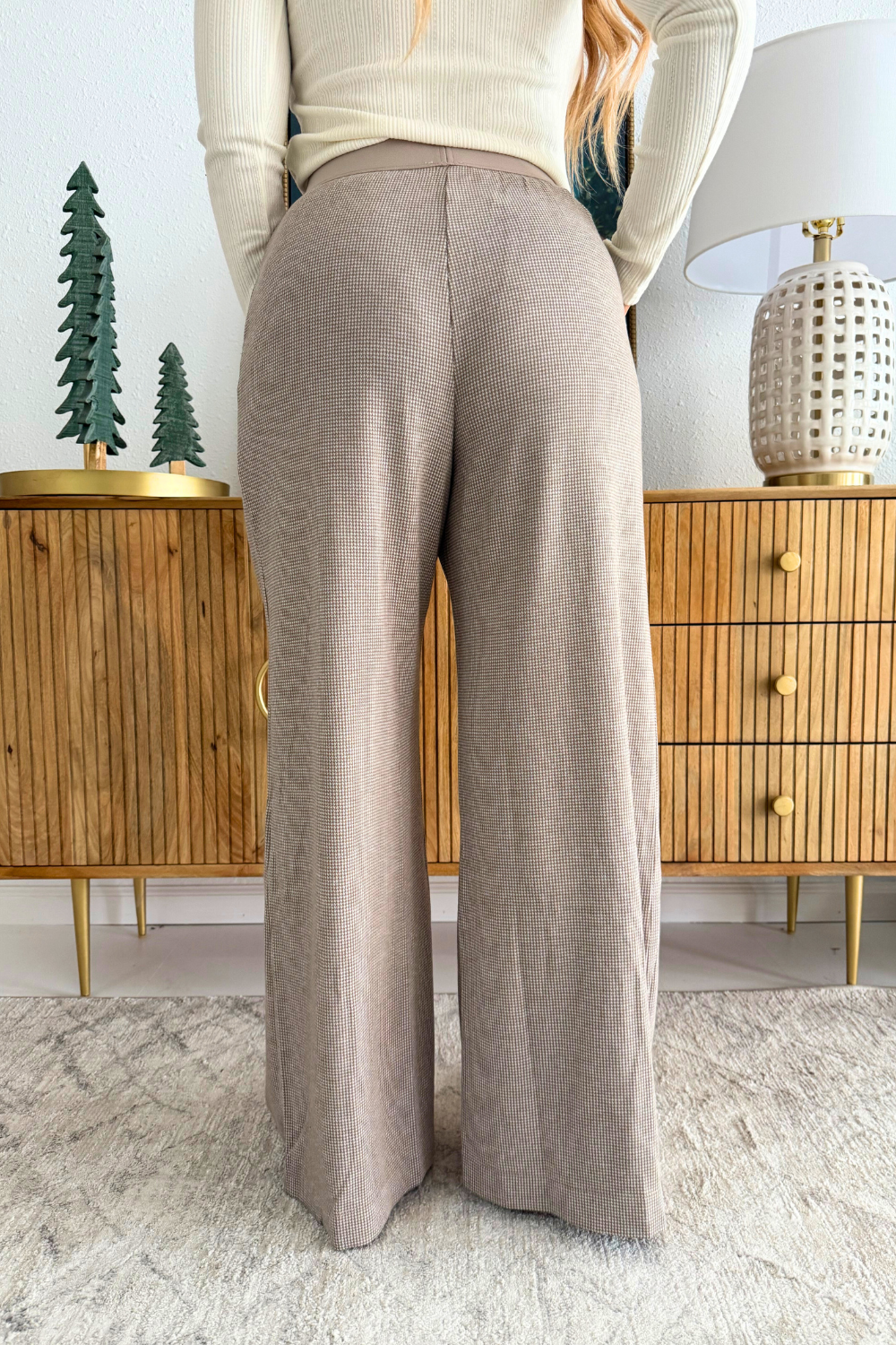 Mini Dogtooth Elastic Waist Trousers - The 308 Boutique