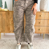 Zebra Print Barrel Jeans