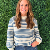 Western Inspired Stripe Knit Pullover