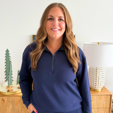 Half Zip Popover Long Sleeve Top