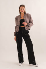 Padded Shoulder Varsity Jacket