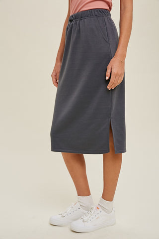 French Terry Midi Skirt W/ Side Slit