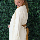 Tan Belt and Collar Button Jacket