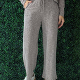 Drawstring Waist Crop Lounge Pants