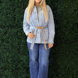 Tan Belt and Collar Button Jacket