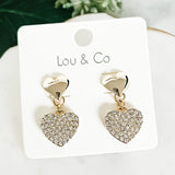 Pave Heart Dangle Earrings