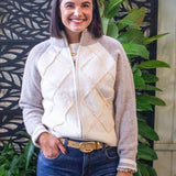 Diamond Braid Stitch Sweater Jacket