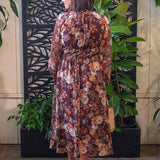 Mockneck Smock Waist Midi Dress