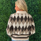 Argyle Pattern Collar Sweater Top