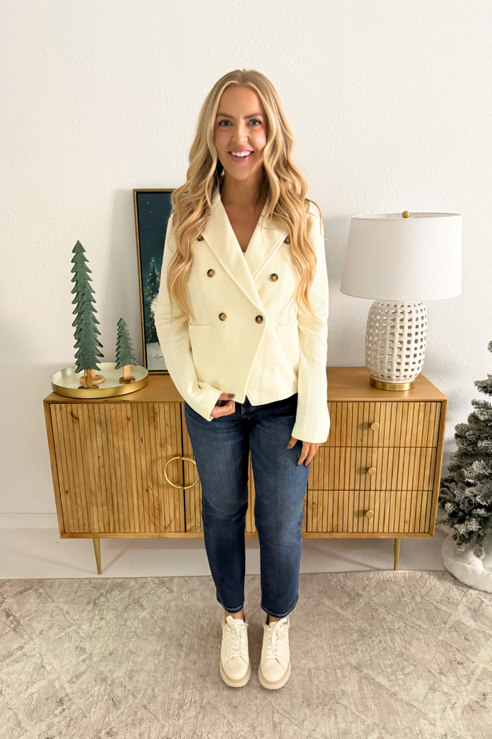 Textured Knit Double Breasted Blazer - The 308 Boutique