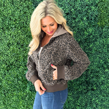 Animal Print Full Zip Hooded Jacket