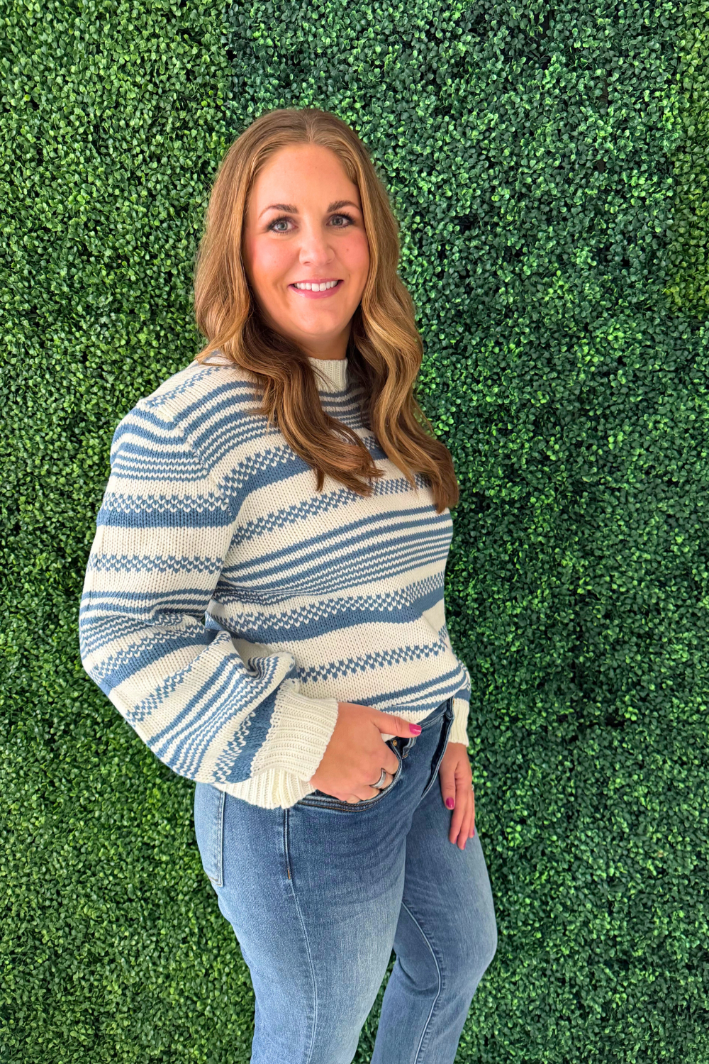 Western Inspired Stripe Knit Pullover