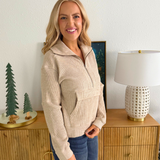 Soft Waffle Textured Half Zip Sweatshirt