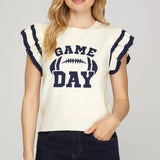 Ruffled Sleeve Game Day Sweater