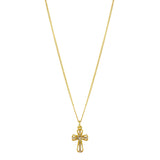 14K Gold Plated Rhinestone Cross Pendant Necklace