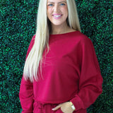 Terry Boatneck Dolman Sleeve Top