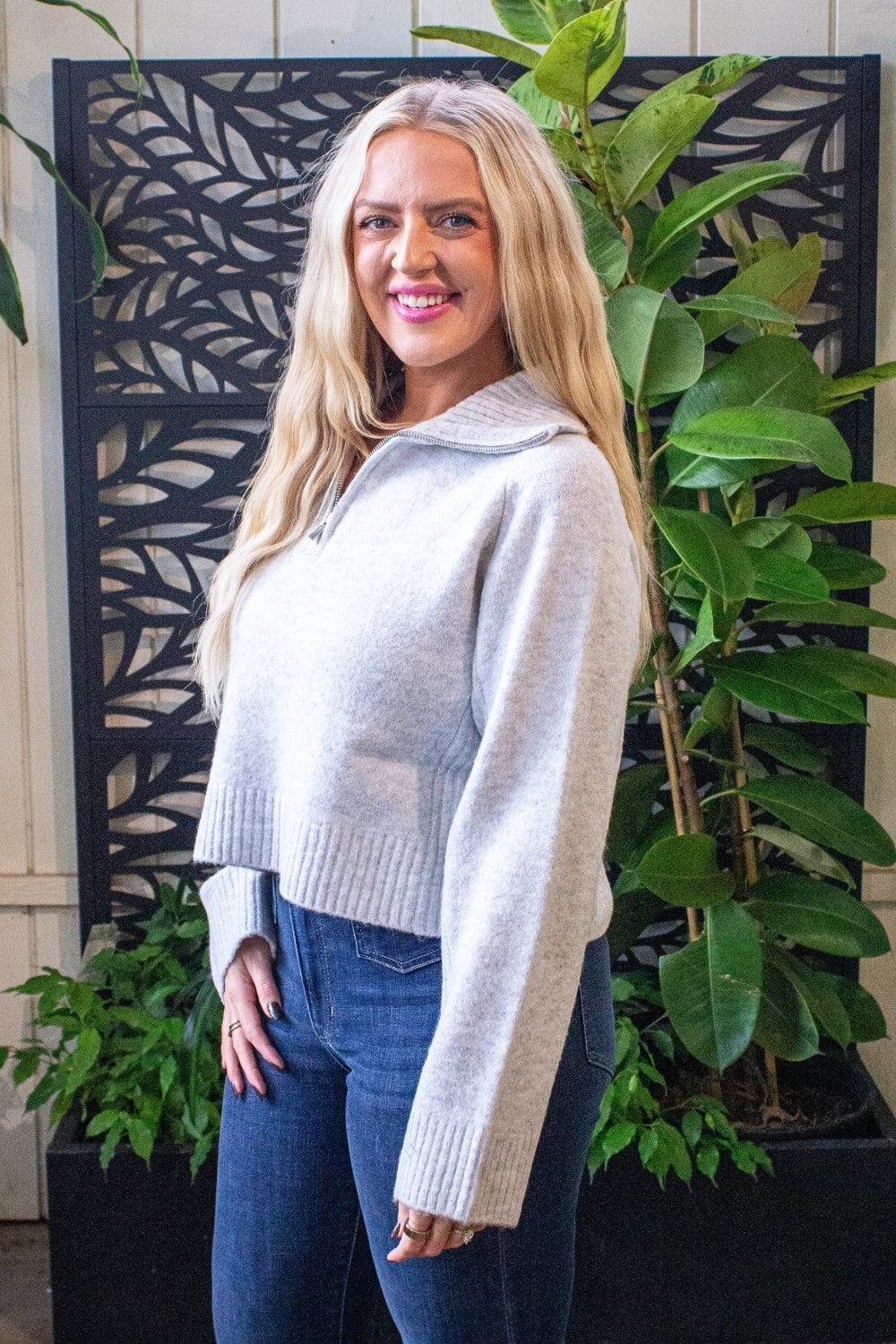 Half Zip High Neck Sweater