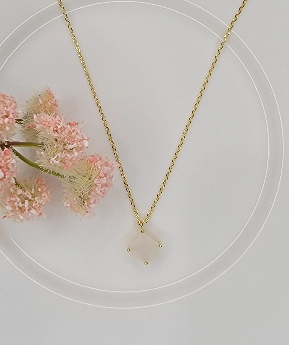 Square Opal CZ Necklace