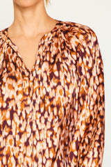 Animal Print Long Sleeve Blouse