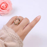 Oval Hammered Geometric Ring