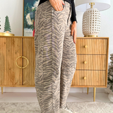 Zebra Print Barrel Jeans