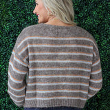 Striped Crew Neck Fuzzy Sweater