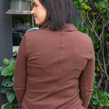 Collared V Neck Long Sleeve Top