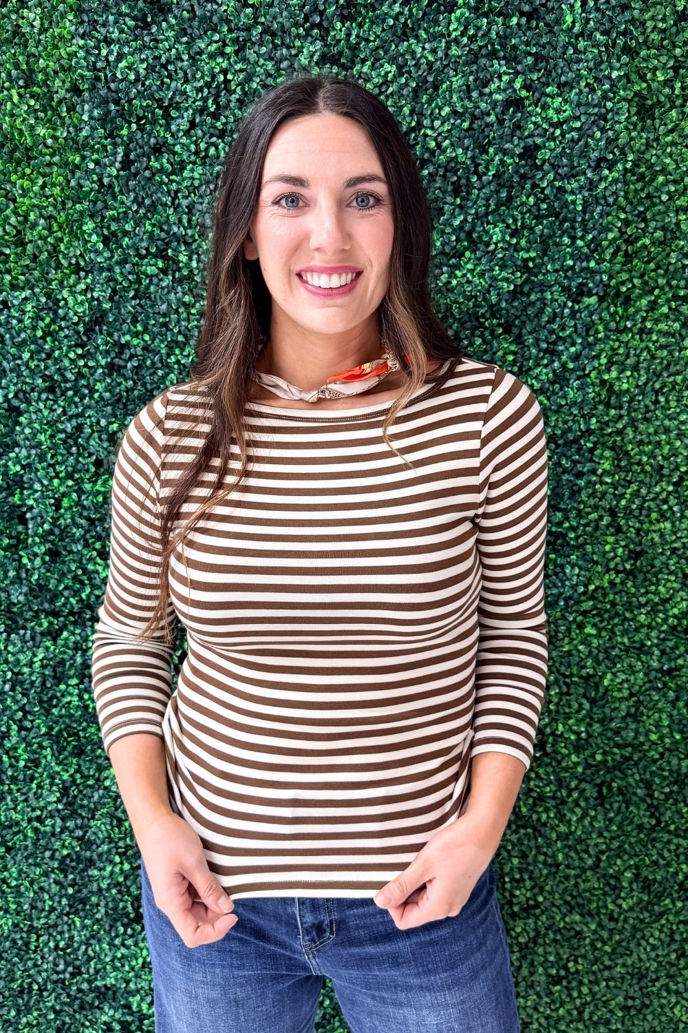 Striped Boatneck Knit Top