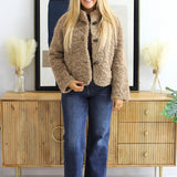 Fuzzy Toggle Clasp Woven Coat