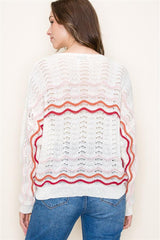 Multi Colored Stripe Boat Neck Sweater