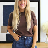 Scallop Neck & Sleeve Knit Tee