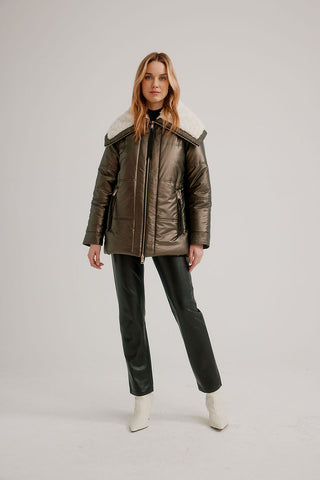 Faux Fur Sherpa Collar Coat