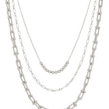 Water Resistant Triple Layered Beaded Chain Necklace
