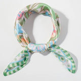 Flower Print Square Bandana Scarf