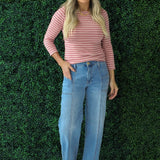 Striped Boatneck Knit Top