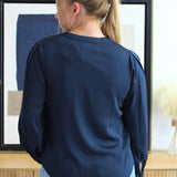 Split Neck Long Sleeve Blouse