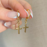 Cross Huggie Hoops